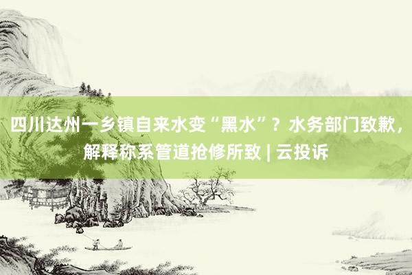 四川达州一乡镇自来水变“黑水”？水务部门致歉，解释称系管道抢修所致 | 云投诉