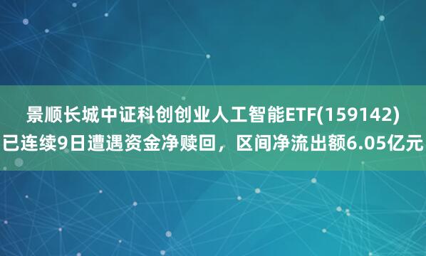 景顺长城中证科创创业人工智能ETF(159142)已连续9日遭遇资金净赎回，区间净流出额6.05亿元