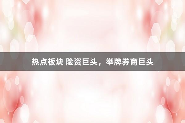 热点板块 险资巨头，举牌券商巨头
